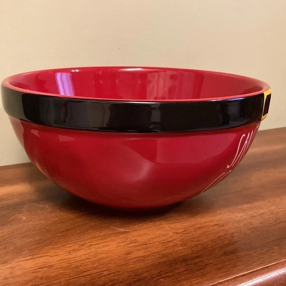 NEW!!  RAE DUNN LARGE CERAMIC SANTA'S COOKIES SANTA BELT BOWL